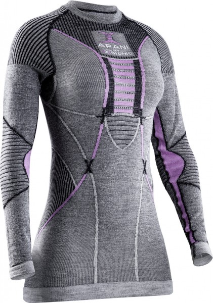 X-Bionic APANI4.0 MERINO SHIRT LG SL WMN BLACK/GREY/MAGNOLIA